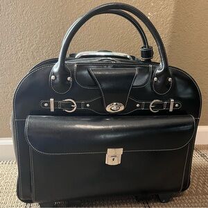 McKlein leather laptop bag in classic black.